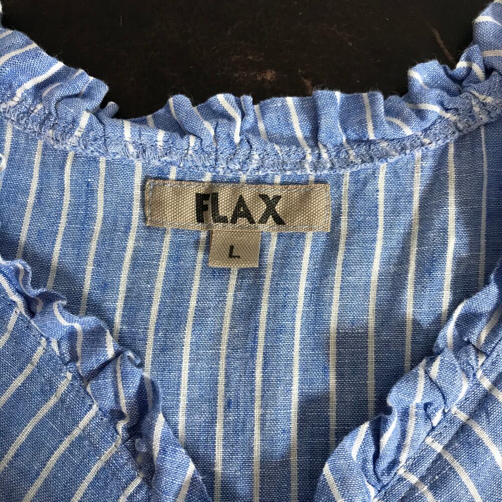 FLAX Linen Chevron Stripe Sleeveless Dress – Size Large Midi - Picture 7 of 9